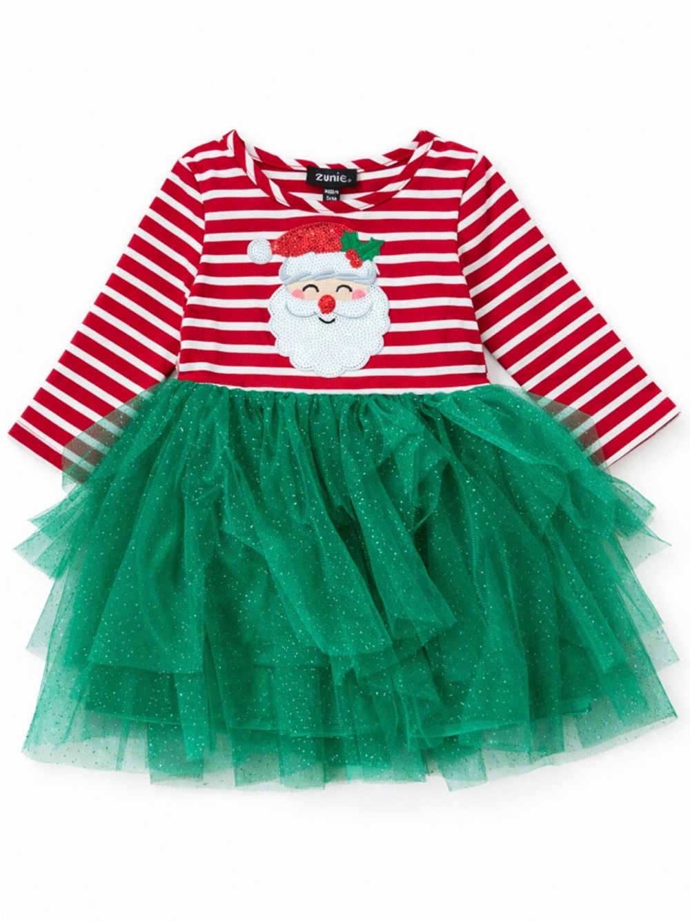 Zunie • NWT Red & Green Santa Stripe Tulle Holiday Dress